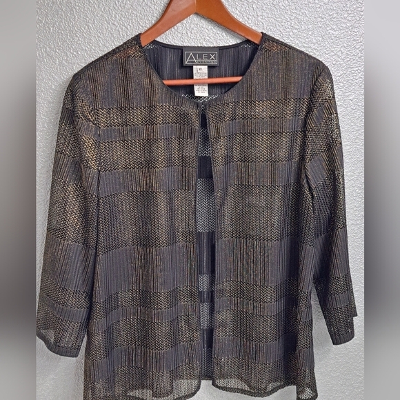 Alex Evenings Black & Gold  Metallic Sleeveless Top & Jacket   Size XL - Picture 11 of 13